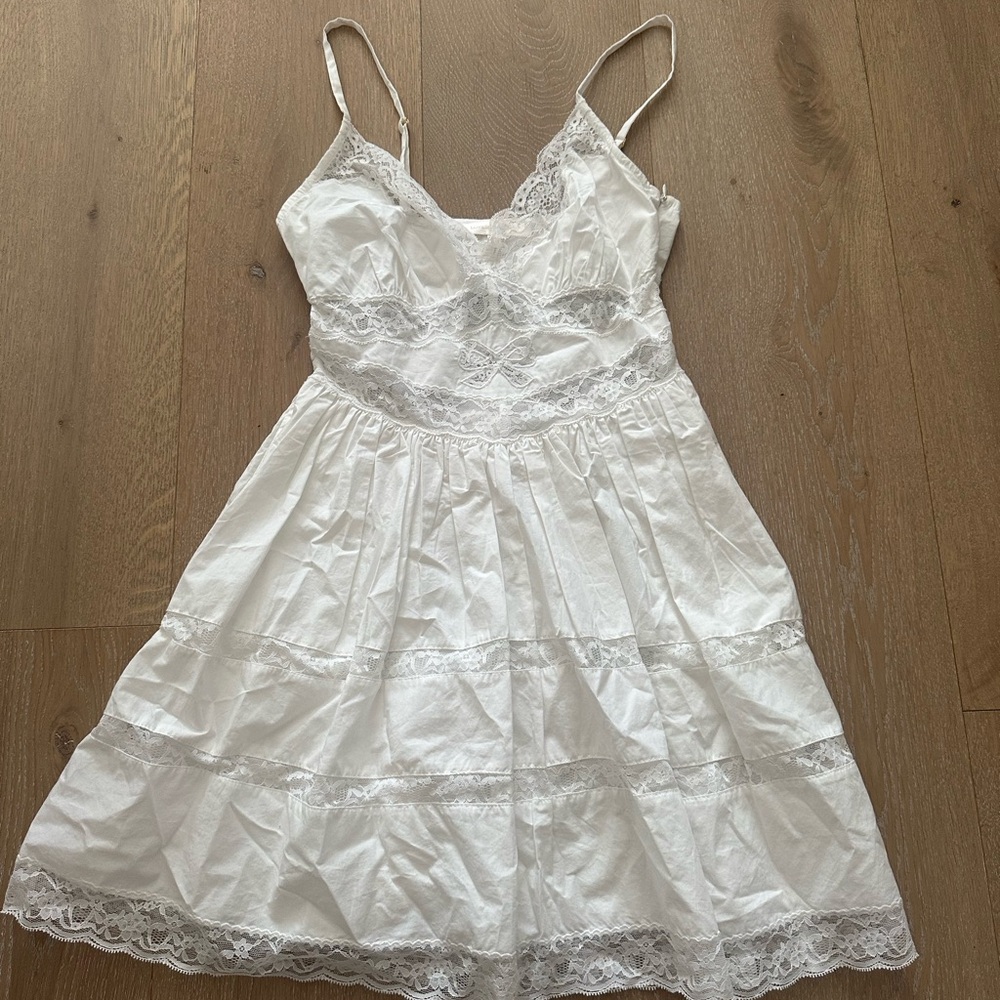 LoveShackFancy White Lace Trim Dress
